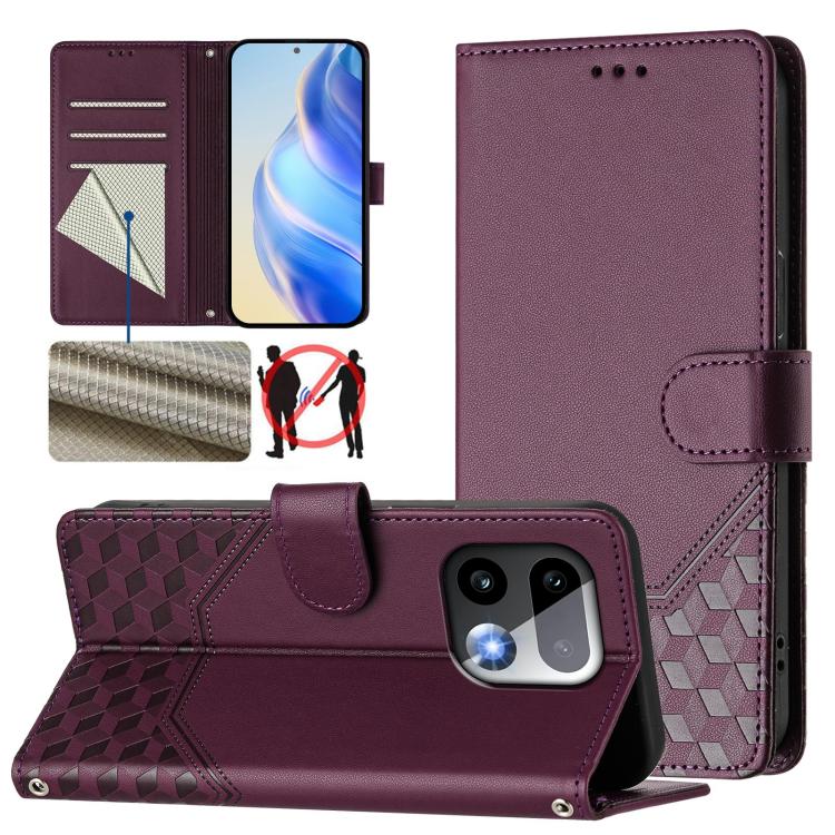 Honeycomb Embossing RFID Leather Phone Case, For Realme P4x 5G / OnePlus Nord CE6 Lite, For Realme 16T 5G Global, For Realme C100 5G, For Realme P4 Power 5G, For Realme Note 80 4G Global, For Realme C83 5G India, For Realme 16 5G Global                ...
