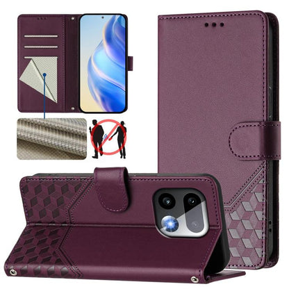 Honeycomb Embossing RFID Leather Phone Case, For Realme P4x 5G / OnePlus Nord CE6 Lite, For Realme 16T 5G Global, For Realme C100 5G, For Realme P4 Power 5G, For Realme Note 80 4G Global, For Realme C83 5G India, For Realme 16 5G Global                ...