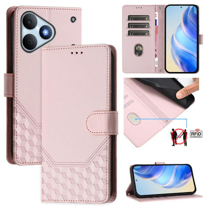 Honeycomb Embossing RFID Leather Phone Case, For Realme P4x 5G / OnePlus Nord CE6 Lite, For Realme 16T 5G Global, For Realme C100 5G, For Realme P4 Power 5G, For Realme Note 80 4G Global, For Realme C83 5G India, For Realme 16 5G Global                ...