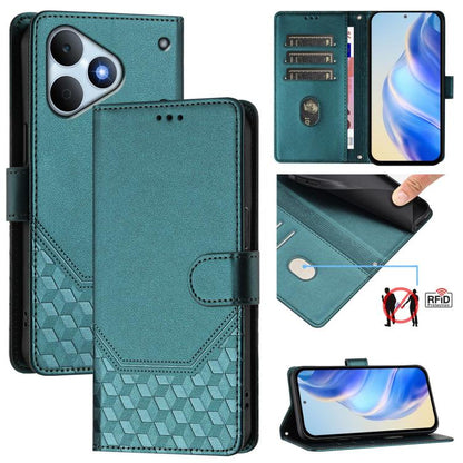 Honeycomb Embossing RFID Leather Phone Case, For Realme P4x 5G / OnePlus Nord CE6 Lite, For Realme 16T 5G Global, For Realme C100 5G, For Realme P4 Power 5G, For Realme Note 80 4G Global, For Realme C83 5G India, For Realme 16 5G Global                ...