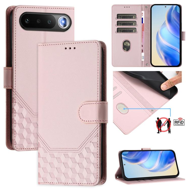 Honeycomb Embossing RFID Leather Phone Case, For Realme P4x 5G / OnePlus Nord CE6 Lite, For Realme 16T 5G Global, For Realme C100 5G, For Realme P4 Power 5G, For Realme Note 80 4G Global, For Realme C83 5G India, For Realme 16 5G Global                ...