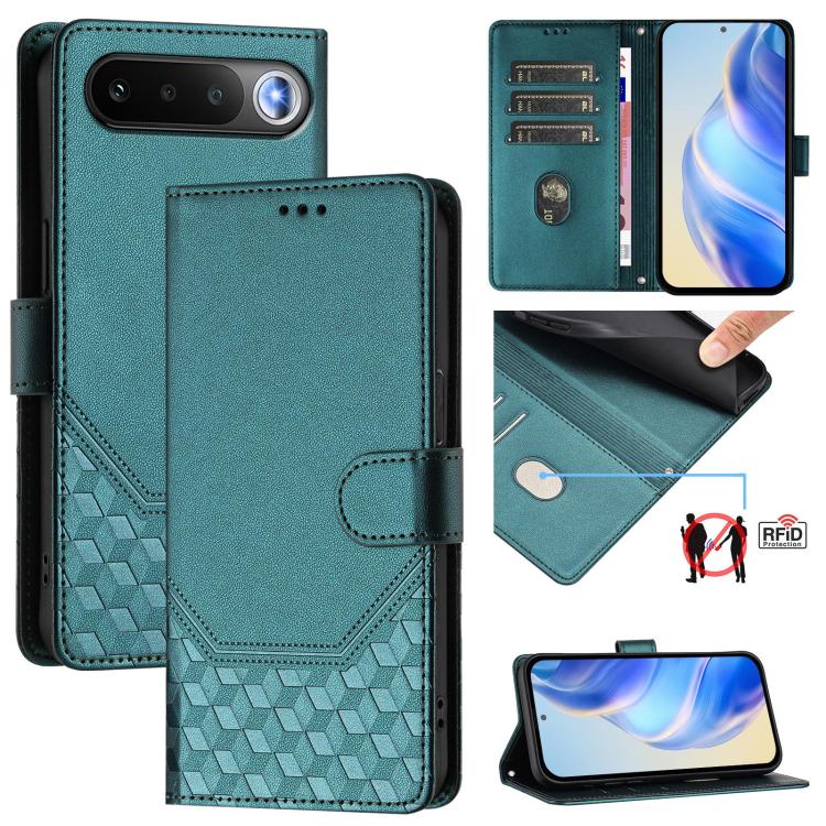 Honeycomb Embossing RFID Leather Phone Case, For Realme P4x 5G / OnePlus Nord CE6 Lite, For Realme 16T 5G Global, For Realme C100 5G, For Realme P4 Power 5G, For Realme Note 80 4G Global, For Realme C83 5G India, For Realme 16 5G Global                ...