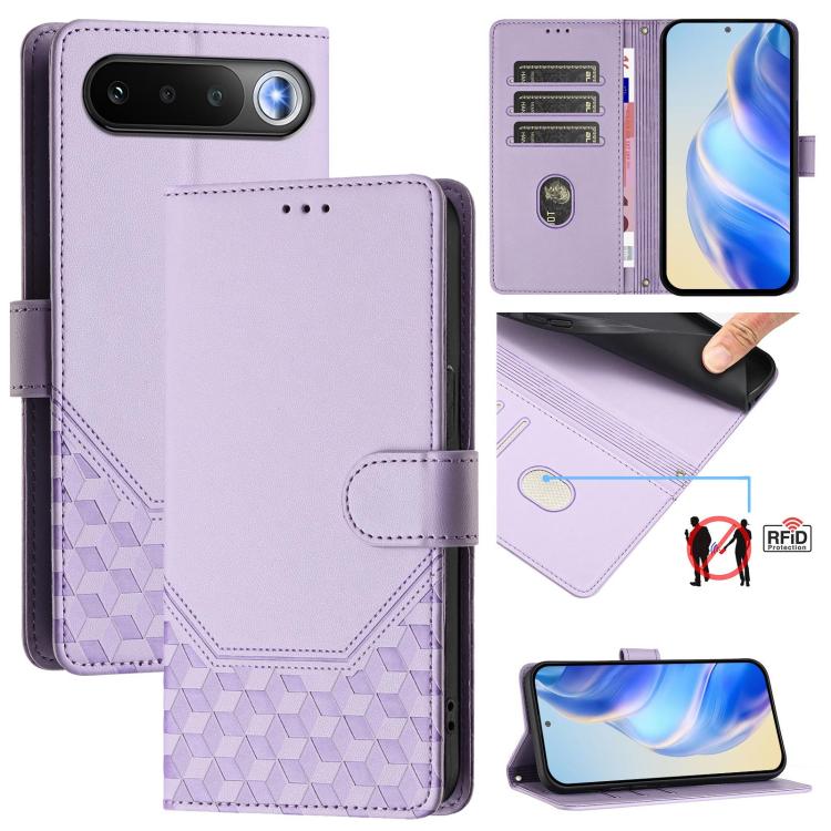 Honeycomb Embossing RFID Leather Phone Case, For Realme P4x 5G / OnePlus Nord CE6 Lite, For Realme 16T 5G Global, For Realme C100 5G, For Realme P4 Power 5G, For Realme Note 80 4G Global, For Realme C83 5G India, For Realme 16 5G Global                ...