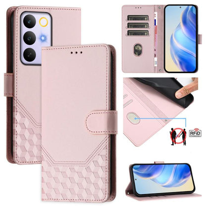 Honeycomb Embossing RFID Leather Phone Case, For Realme P4x 5G / OnePlus Nord CE6 Lite, For Realme 16T 5G Global, For Realme C100 5G, For Realme P4 Power 5G, For Realme Note 80 4G Global, For Realme C83 5G India, For Realme 16 5G Global                ...