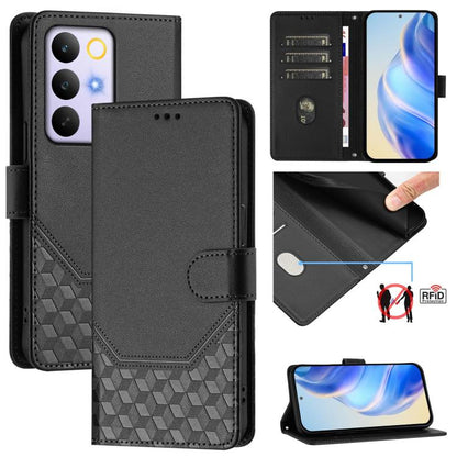 Honeycomb Embossing RFID Leather Phone Case, For Realme P4x 5G / OnePlus Nord CE6 Lite, For Realme 16T 5G Global, For Realme C100 5G, For Realme P4 Power 5G, For Realme Note 80 4G Global, For Realme C83 5G India, For Realme 16 5G Global                ...