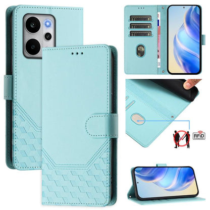 Honeycomb Embossing RFID Leather Phone Case, For Realme P4x 5G / OnePlus Nord CE6 Lite, For Realme 16T 5G Global, For Realme C100 5G, For Realme P4 Power 5G, For Realme Note 80 4G Global, For Realme C83 5G India, For Realme 16 5G Global                ...