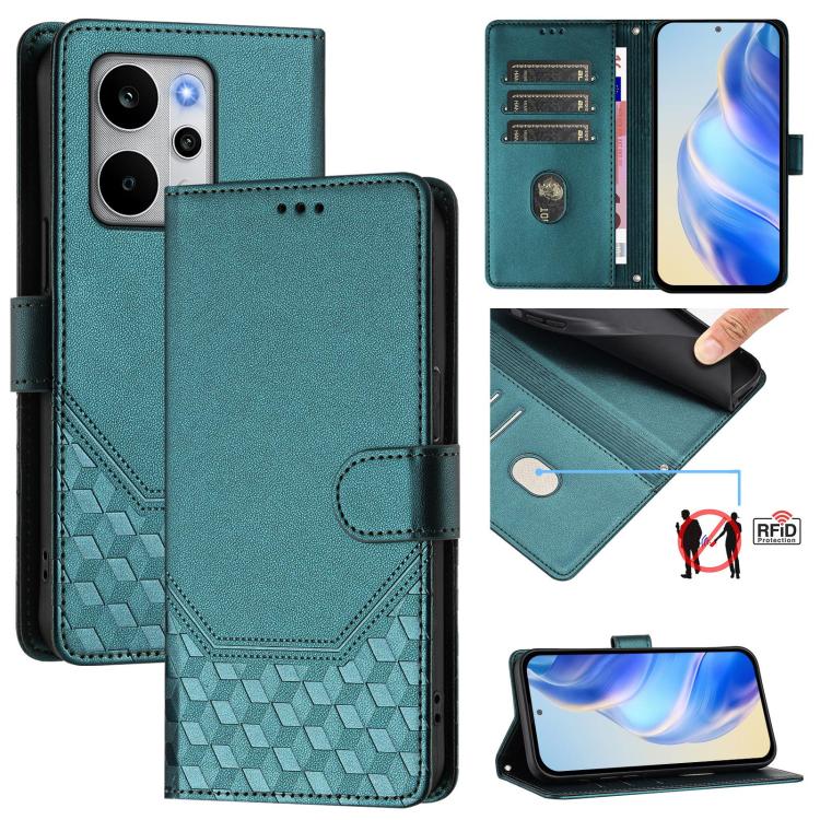 Honeycomb Embossing RFID Leather Phone Case, For Realme P4x 5G / OnePlus Nord CE6 Lite, For Realme 16T 5G Global, For Realme C100 5G, For Realme P4 Power 5G, For Realme Note 80 4G Global, For Realme C83 5G India, For Realme 16 5G Global                ...