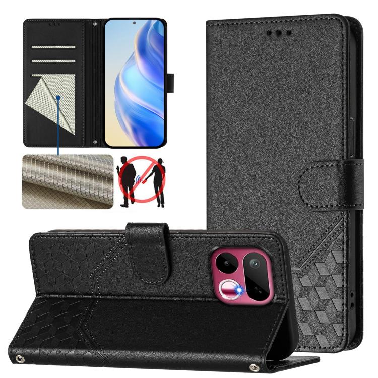 Honeycomb Embossing RFID Leather Phone Case, For Realme P4x 5G / OnePlus Nord CE6 Lite, For Realme 16T 5G Global, For Realme C100 5G, For Realme P4 Power 5G, For Realme Note 80 4G Global, For Realme C83 5G India, For Realme 16 5G Global                ...
