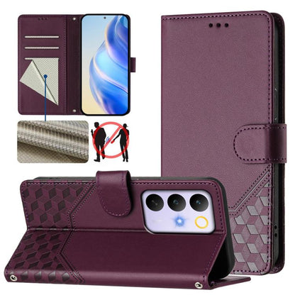 Honeycomb Embossing RFID Leather Phone Case, For Realme P4x 5G / OnePlus Nord CE6 Lite, For Realme 16T 5G Global, For Realme C100 5G, For Realme P4 Power 5G, For Realme Note 80 4G Global, For Realme C83 5G India, For Realme 16 5G Global                ...
