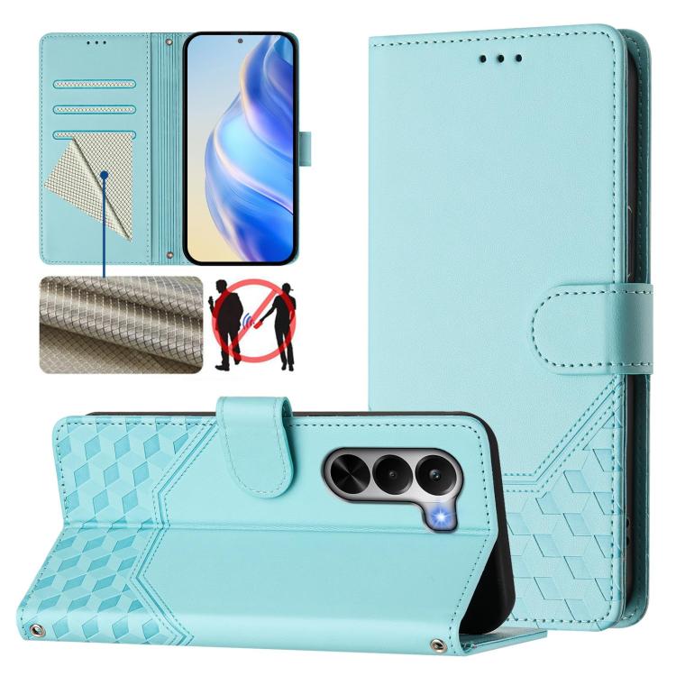 Honeycomb Embossing RFID Leather Phone Case, For Realme P4x 5G / OnePlus Nord CE6 Lite, For Realme 16T 5G Global, For Realme C100 5G, For Realme P4 Power 5G, For Realme Note 80 4G Global, For Realme C83 5G India, For Realme 16 5G Global                ...