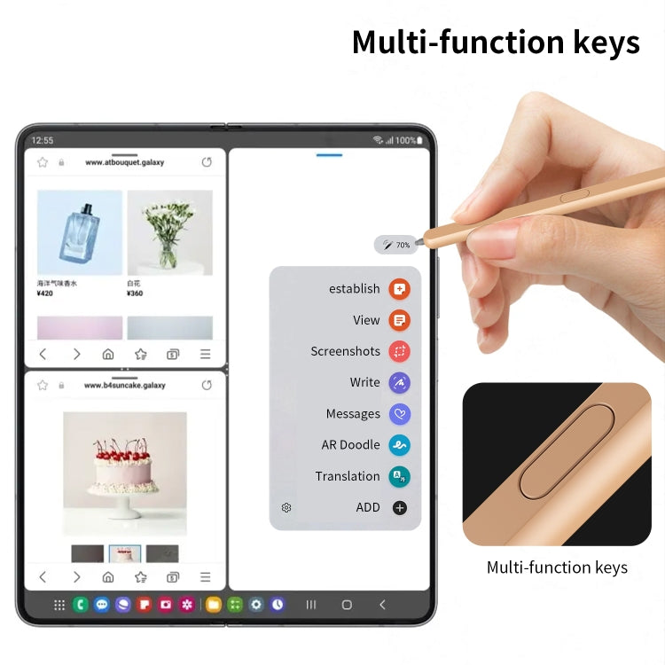 Electromagnetic Stylus Pen with Pen Slot, For Samsung Galaxy Z Fold6 / 5 / 4 / 3