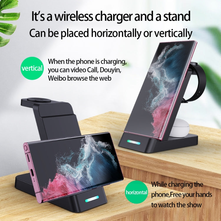 B20A 15W Qi Wireless Charger 3-in-1 Vertical Stand Phone Holder for Samsung Watch / Galaxy Buds, B20A for Samsung