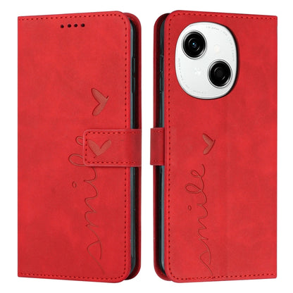Skin Feel Heart Embossed Leather Phone Case, For Tecno Spark Go 1, For Tecno Spark 30C, For Tecno Spark 20 Pro 5G