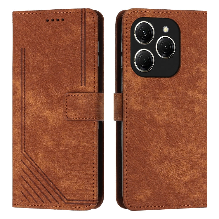 Skin Feel Stripe Pattern Leather Phone Case, For Tecno Spark Go 1, For Tecno Spark 30C, For Tecno Spark 20 Pro 5G