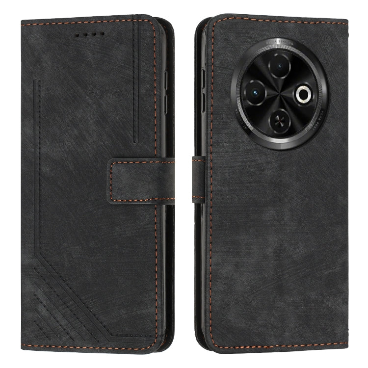 Skin Feel Stripe Pattern Leather Phone Case, For Tecno Spark Go 1, For Tecno Spark 30C, For Tecno Spark 20 Pro 5G