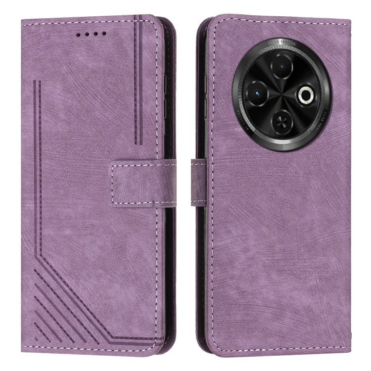 Skin Feel Stripe Pattern Leather Phone Case, For Tecno Spark Go 1, For Tecno Spark 30C, For Tecno Spark 20 Pro 5G