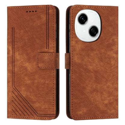 Skin Feel Stripe Pattern Leather Phone Case, For Tecno Spark Go 1, For Tecno Spark 30C, For Tecno Spark 20 Pro 5G