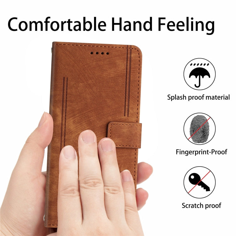 Skin Feel Stripe Pattern Leather Phone Case, For Tecno Spark Go 1, For Tecno Spark 30C, For Tecno Spark 20 Pro 5G
