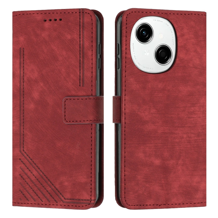 Skin Feel Stripe Pattern Leather Phone Case, For Tecno Spark Go 1, For Tecno Spark 30C, For Tecno Spark 20 Pro 5G