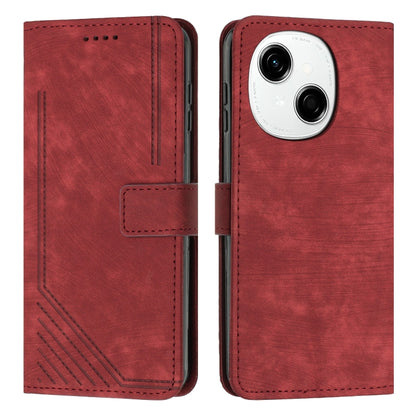 Skin Feel Stripe Pattern Leather Phone Case, For Tecno Spark Go 1, For Tecno Spark 30C, For Tecno Spark 20 Pro 5G