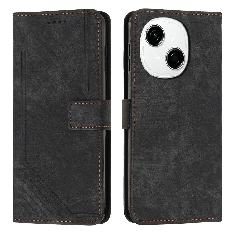 Skin Feel Stripe Pattern Leather Phone Case, For Tecno Spark Go 1, For Tecno Spark 30C, For Tecno Spark 20 Pro 5G