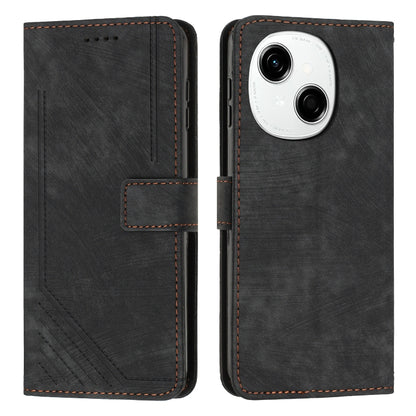 Skin Feel Stripe Pattern Leather Phone Case, For Tecno Spark Go 1, For Tecno Spark 30C, For Tecno Spark 20 Pro 5G