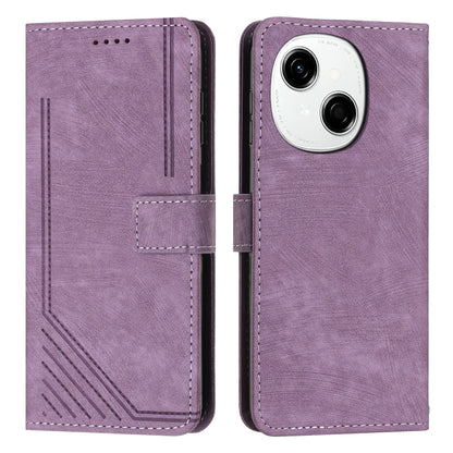 Skin Feel Stripe Pattern Leather Phone Case, For Tecno Spark Go 1, For Tecno Spark 30C, For Tecno Spark 20 Pro 5G