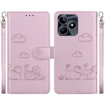 Cute Cats RFID Leather Phone Case, For Realme 12+, For Realme C53, For Realme 12 Pro+ Global, For Realme C67 4G Global, For Realme 11 Pro 5G, For Realme C65 4G, For Realme C55, For Realme V23