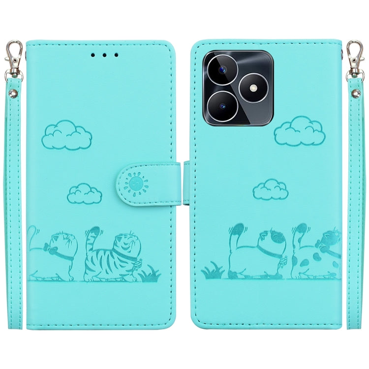 Cute Cats RFID Leather Phone Case, For Realme 12+, For Realme C53, For Realme 12 Pro+ Global, For Realme C67 4G Global, For Realme 11 Pro 5G, For Realme C65 4G, For Realme C55, For Realme V23