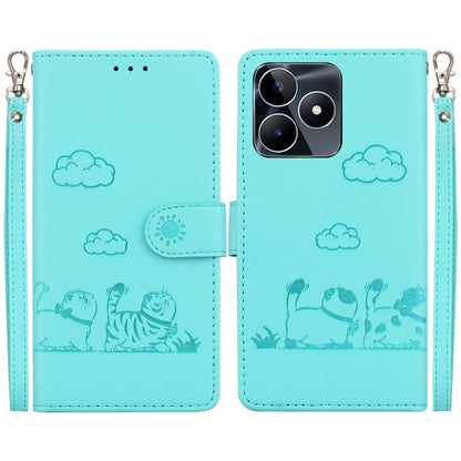 Cute Cats RFID Leather Phone Case, For Realme 12+, For Realme C53, For Realme 12 Pro+ Global, For Realme C67 4G Global, For Realme 11 Pro 5G, For Realme C65 4G, For Realme C55, For Realme V23