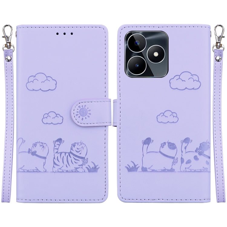 Cute Cats RFID Leather Phone Case, For Realme 12+, For Realme C53, For Realme 12 Pro+ Global, For Realme C67 4G Global, For Realme 11 Pro 5G, For Realme C65 4G, For Realme C55, For Realme V23