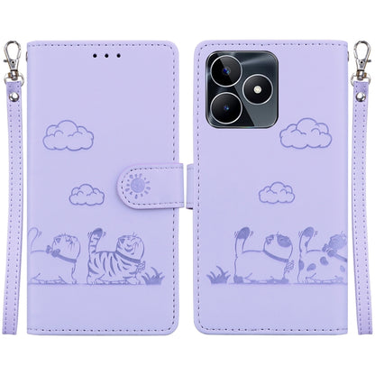 Cute Cats RFID Leather Phone Case, For Realme 12+, For Realme C53, For Realme 12 Pro+ Global, For Realme C67 4G Global, For Realme 11 Pro 5G, For Realme C65 4G, For Realme C55, For Realme V23