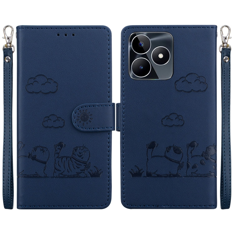 Cute Cats RFID Leather Phone Case, For Realme 12+, For Realme C53, For Realme 12 Pro+ Global, For Realme C67 4G Global, For Realme 11 Pro 5G, For Realme C65 4G, For Realme C55, For Realme V23