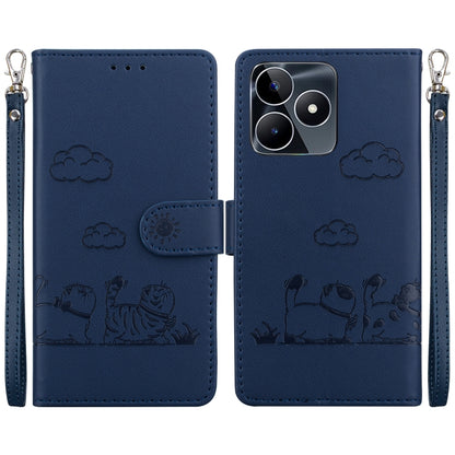 Cute Cats RFID Leather Phone Case, For Realme 12+, For Realme C53, For Realme 12 Pro+ Global, For Realme C67 4G Global, For Realme 11 Pro 5G, For Realme C65 4G, For Realme C55, For Realme V23