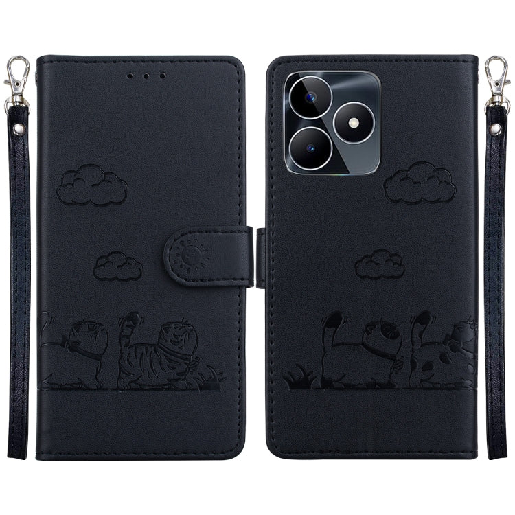 Cute Cats RFID Leather Phone Case, For Realme 12+, For Realme C53, For Realme 12 Pro+ Global, For Realme C67 4G Global, For Realme 11 Pro 5G, For Realme C65 4G, For Realme C55, For Realme V23