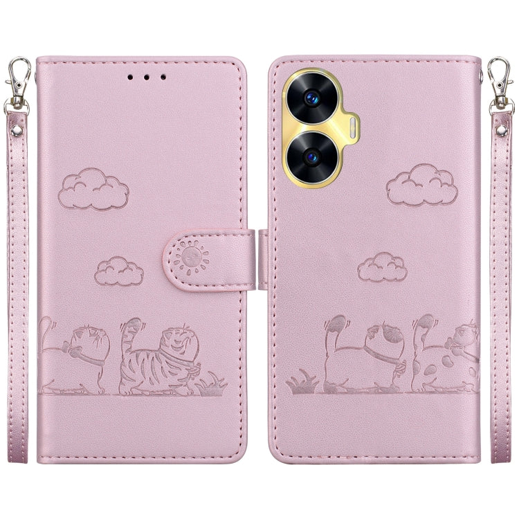 Cute Cats RFID Leather Phone Case, For Realme 12+, For Realme C53, For Realme 12 Pro+ Global, For Realme C67 4G Global, For Realme 11 Pro 5G, For Realme C65 4G, For Realme C55, For Realme V23