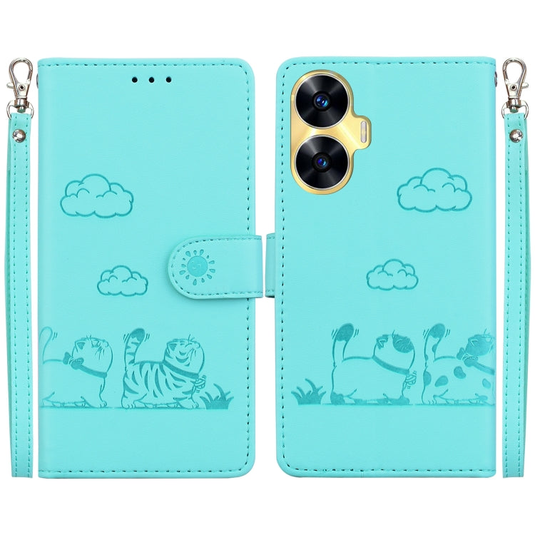 Cute Cats RFID Leather Phone Case, For Realme 12+, For Realme C53, For Realme 12 Pro+ Global, For Realme C67 4G Global, For Realme 11 Pro 5G, For Realme C65 4G, For Realme C55, For Realme V23