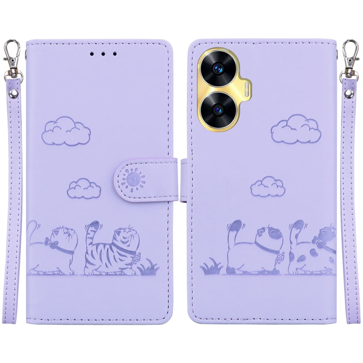 Cute Cats RFID Leather Phone Case, For Realme 12+, For Realme C53, For Realme 12 Pro+ Global, For Realme C67 4G Global, For Realme 11 Pro 5G, For Realme C65 4G, For Realme C55, For Realme V23