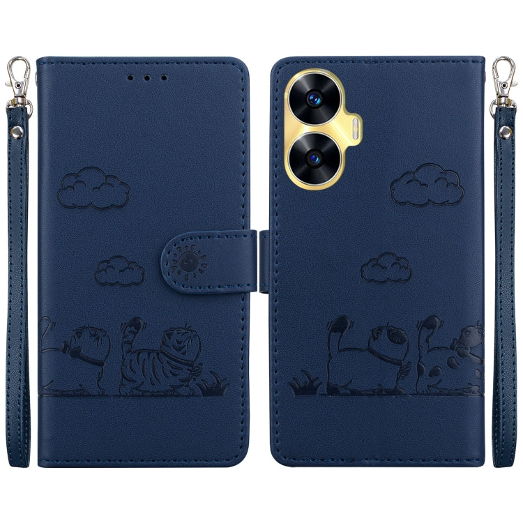 Cute Cats RFID Leather Phone Case, For Realme 12+, For Realme C53, For Realme 12 Pro+ Global, For Realme C67 4G Global, For Realme 11 Pro 5G, For Realme C65 4G, For Realme C55, For Realme V23