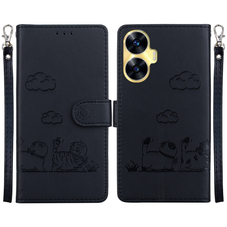Cute Cats RFID Leather Phone Case, For Realme 12+, For Realme C53, For Realme 12 Pro+ Global, For Realme C67 4G Global, For Realme 11 Pro 5G, For Realme C65 4G, For Realme C55, For Realme V23
