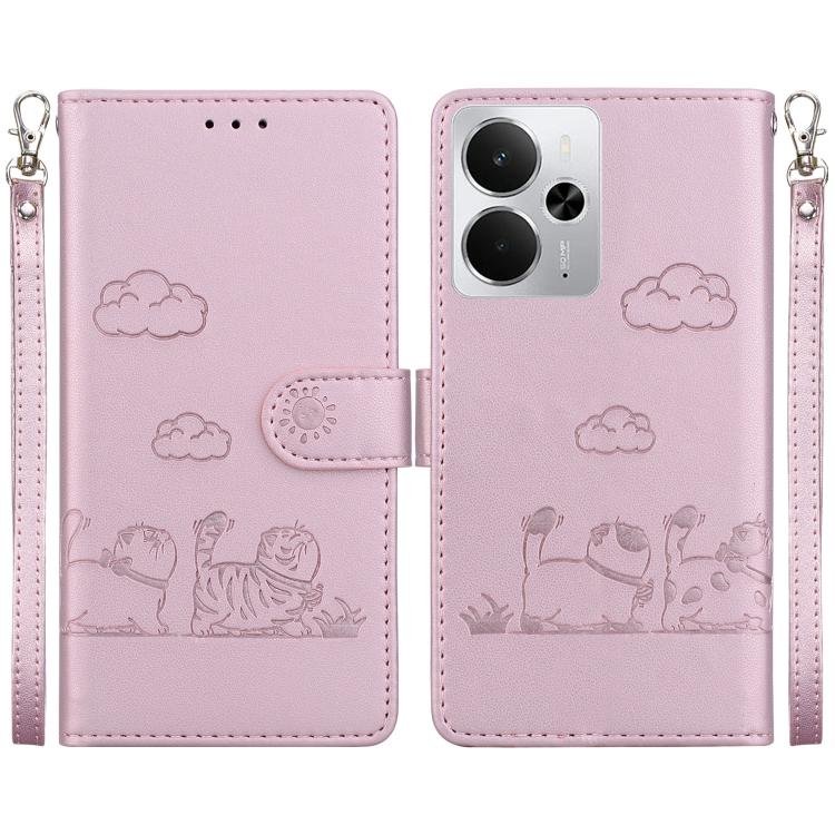 Cute Cats RFID Leather Phone Case, For Realme C100 4G / C100i 4G, For Realme 16 5G, For Realme 16 Pro+ 5G, For Realme 16 Pro 5G, For Realme 15T 5G, For Realme Narzo 80 Lite 4G / C71 India, For Realme 15 5G / Realme 15 Pro 5G, For Realme 14             ...