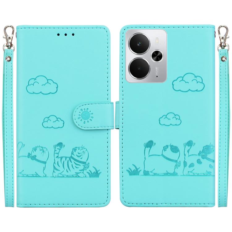 Cute Cats RFID Leather Phone Case, For Realme C100 4G / C100i 4G, For Realme 16 5G, For Realme 16 Pro+ 5G, For Realme 16 Pro 5G, For Realme 15T 5G, For Realme Narzo 80 Lite 4G / C71 India, For Realme 15 5G / Realme 15 Pro 5G, For Realme 14             ...