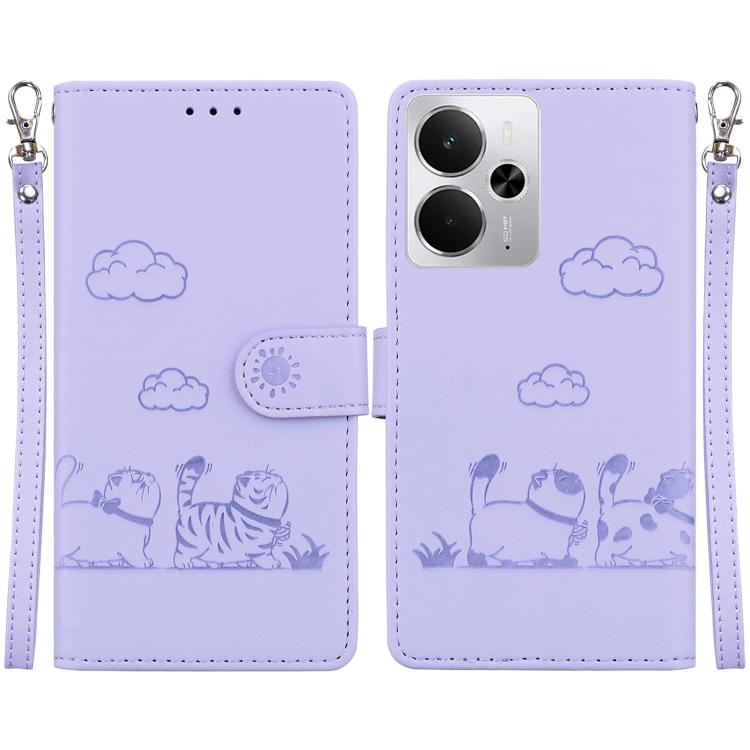 Cute Cats RFID Leather Phone Case, For Realme C100 4G / C100i 4G, For Realme 16 5G, For Realme 16 Pro+ 5G, For Realme 16 Pro 5G, For Realme 15T 5G, For Realme Narzo 80 Lite 4G / C71 India, For Realme 15 5G / Realme 15 Pro 5G, For Realme 14             ...