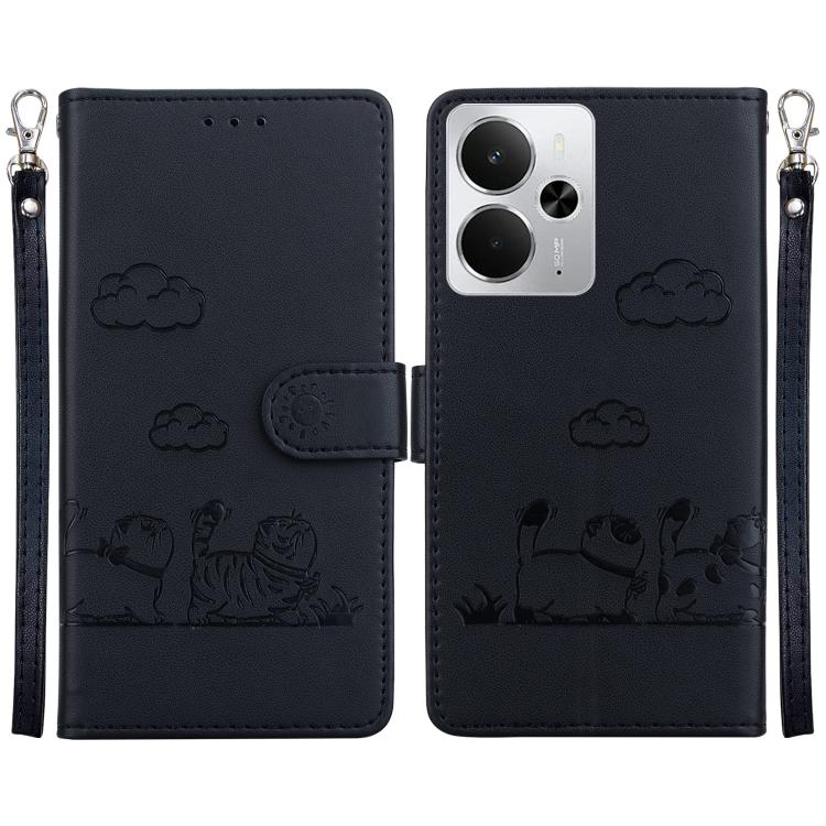 Cute Cats RFID Leather Phone Case, For Realme C100 4G / C100i 4G, For Realme 16 5G, For Realme 16 Pro+ 5G, For Realme 16 Pro 5G, For Realme 15T 5G, For Realme Narzo 80 Lite 4G / C71 India, For Realme 15 5G / Realme 15 Pro 5G, For Realme 14             ...