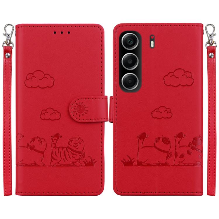 Cute Cats RFID Leather Phone Case, For Tecno Pop 10 / Spark Go 2 4G, For Tecno Camon 40 Pro 4G, For Tecno Camon 40, For Tecno Pop 9 5G / Spark 30C 5G, For Tecno Camon 30S / Camon 30S Pro, For Tecno Spark 30 Pro, For Tecno Spark 30 4G                   ...