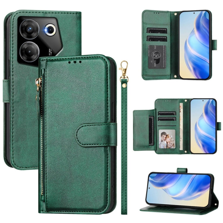 Multi-Card Slots Zipper Wallet Leather Phone Case, For Tecno Camon 50 Pro 4G, For Tecno Camon 50 4G, For Tecno Spark Slim, For Tecno Camon 40 Pro 4G, For Tecno Camon 40 Premier, For Tecno Camon 40 4G, For Tecno Spark 30 5G / Pova 6 Neo 5G              ...