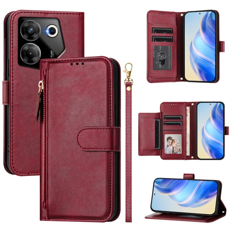 Multi-Card Slots Zipper Wallet Leather Phone Case, For Tecno Camon 50 Pro 4G, For Tecno Camon 50 4G, For Tecno Spark Slim, For Tecno Camon 40 Pro 4G, For Tecno Camon 40 Premier, For Tecno Camon 40 4G, For Tecno Spark 30 5G / Pova 6 Neo 5G              ...