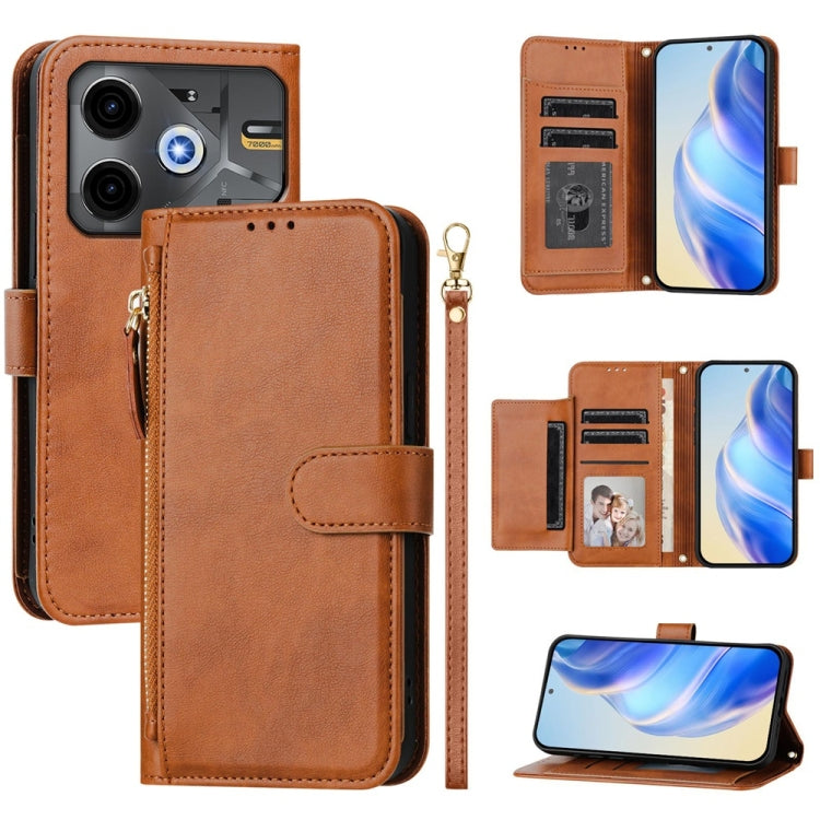 Multi-Card Slots Zipper Wallet Leather Phone Case, For Tecno Camon 50 Pro 4G, For Tecno Camon 50 4G, For Tecno Spark Slim, For Tecno Camon 40 Pro 4G, For Tecno Camon 40 Premier, For Tecno Camon 40 4G, For Tecno Spark 30 5G / Pova 6 Neo 5G              ...