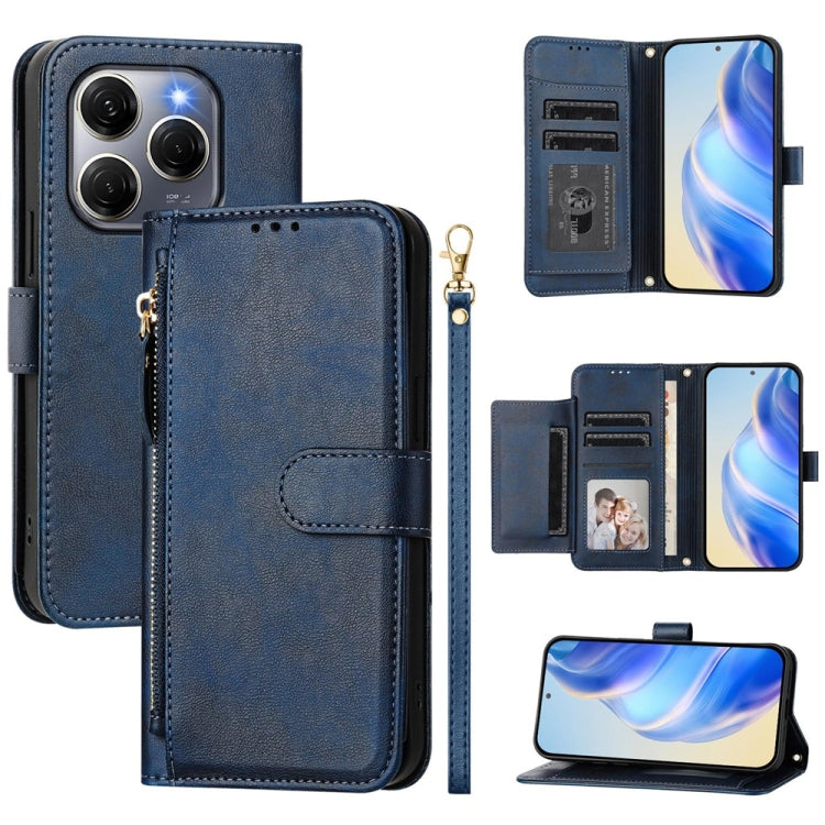Multi-Card Slots Zipper Wallet Leather Phone Case, For Tecno Camon 50 Pro 4G, For Tecno Camon 50 4G, For Tecno Spark Slim, For Tecno Camon 40 Pro 4G, For Tecno Camon 40 Premier, For Tecno Camon 40 4G, For Tecno Spark 30 5G / Pova 6 Neo 5G              ...