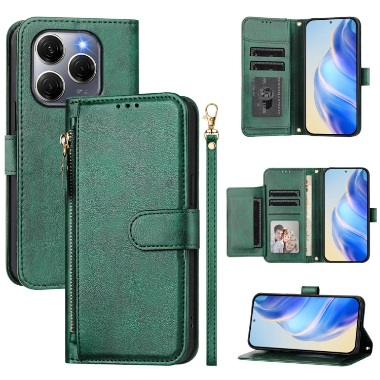 Multi-Card Slots Zipper Wallet Leather Phone Case, For Tecno Camon 50 Pro 4G, For Tecno Camon 50 4G, For Tecno Spark Slim, For Tecno Camon 40 Pro 4G, For Tecno Camon 40 Premier, For Tecno Camon 40 4G, For Tecno Spark 30 5G / Pova 6 Neo 5G              ...